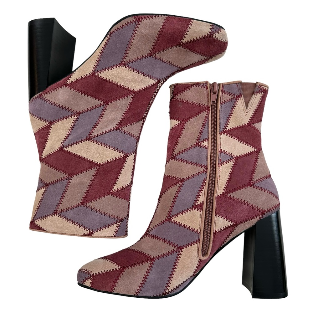 Jeffrey Campbell Versus Pink Suede Multi Block Heel Boots Size 6.5 - Picture 9 of 16